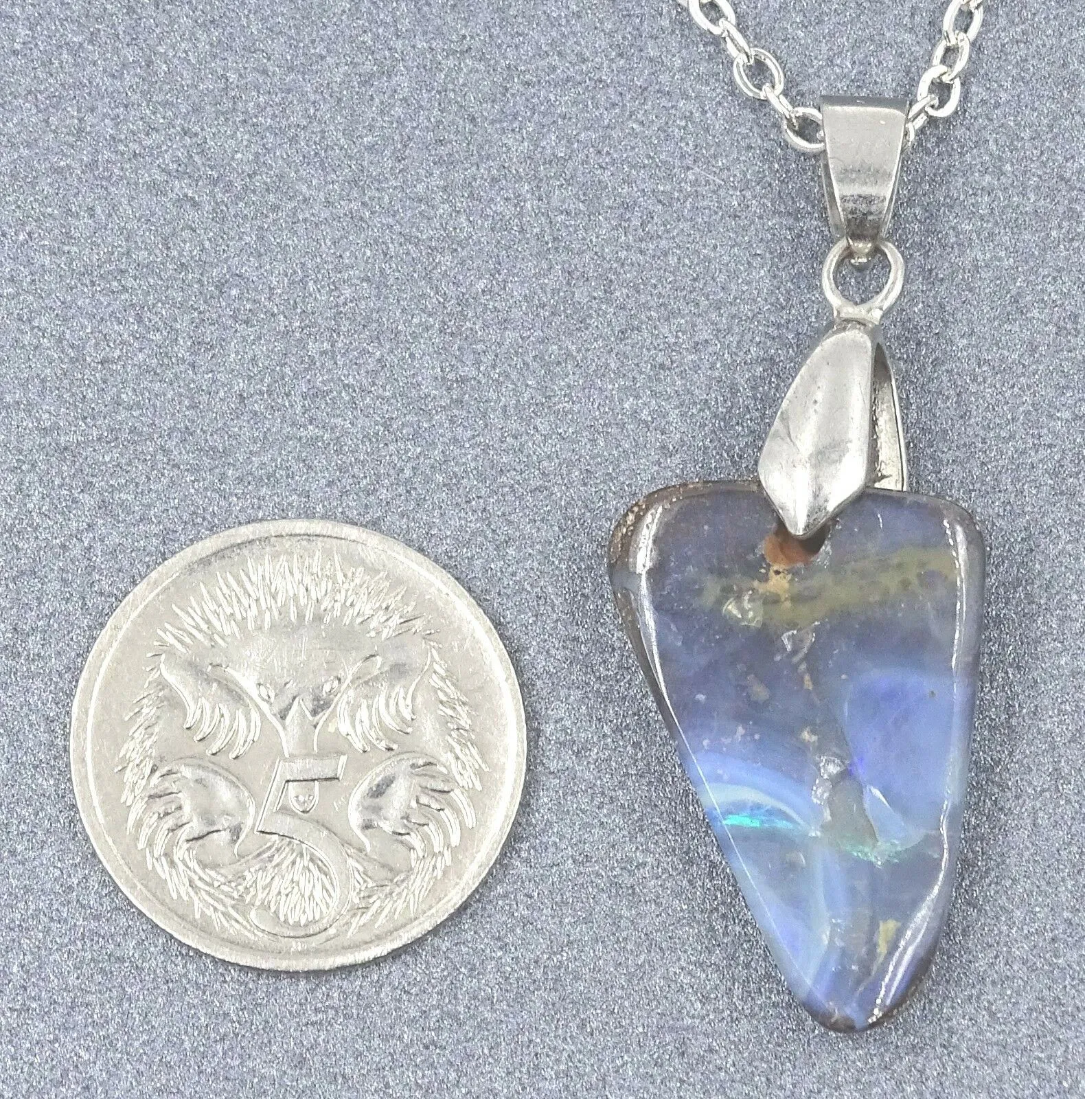 Opal Purple Boulder 18ct White Gold Plated Pendant