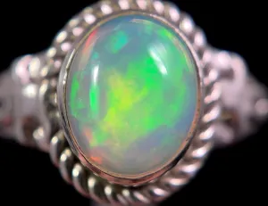 OPAL RING - Sterling Silver, Size 10 - Ethiopian Opal Rings for Women, Bridal Jewelry, Welo Opal, 49153