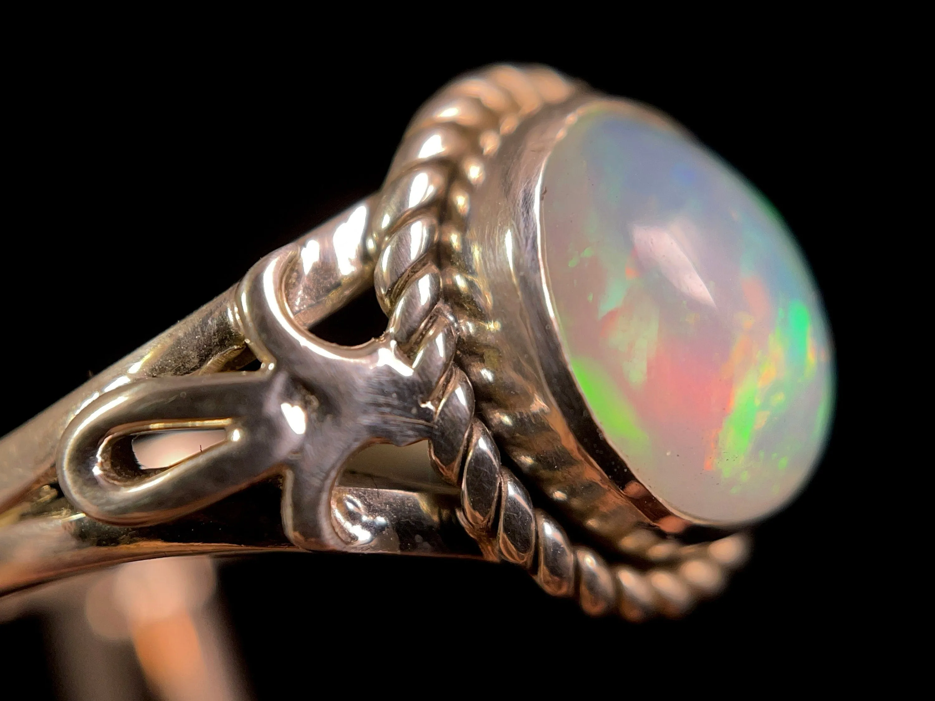 OPAL RING - Sterling Silver, Size 10 - Ethiopian Opal Rings for Women, Bridal Jewelry, Welo Opal, 49155