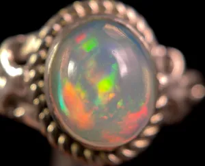 OPAL RING - Sterling Silver, Size 10 - Ethiopian Opal Rings for Women, Bridal Jewelry, Welo Opal, 49155