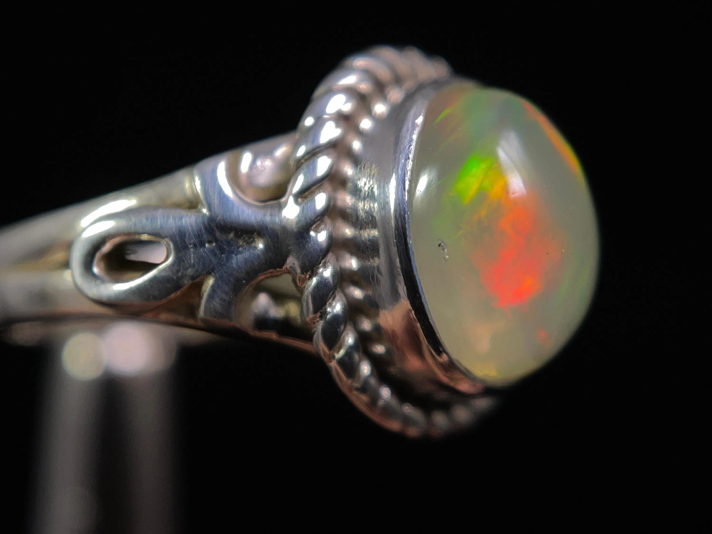 OPAL RING - Sterling Silver, Size 5 - Ethiopian Opal Rings for Women, Bridal Jewelry, Welo Opal, 49237