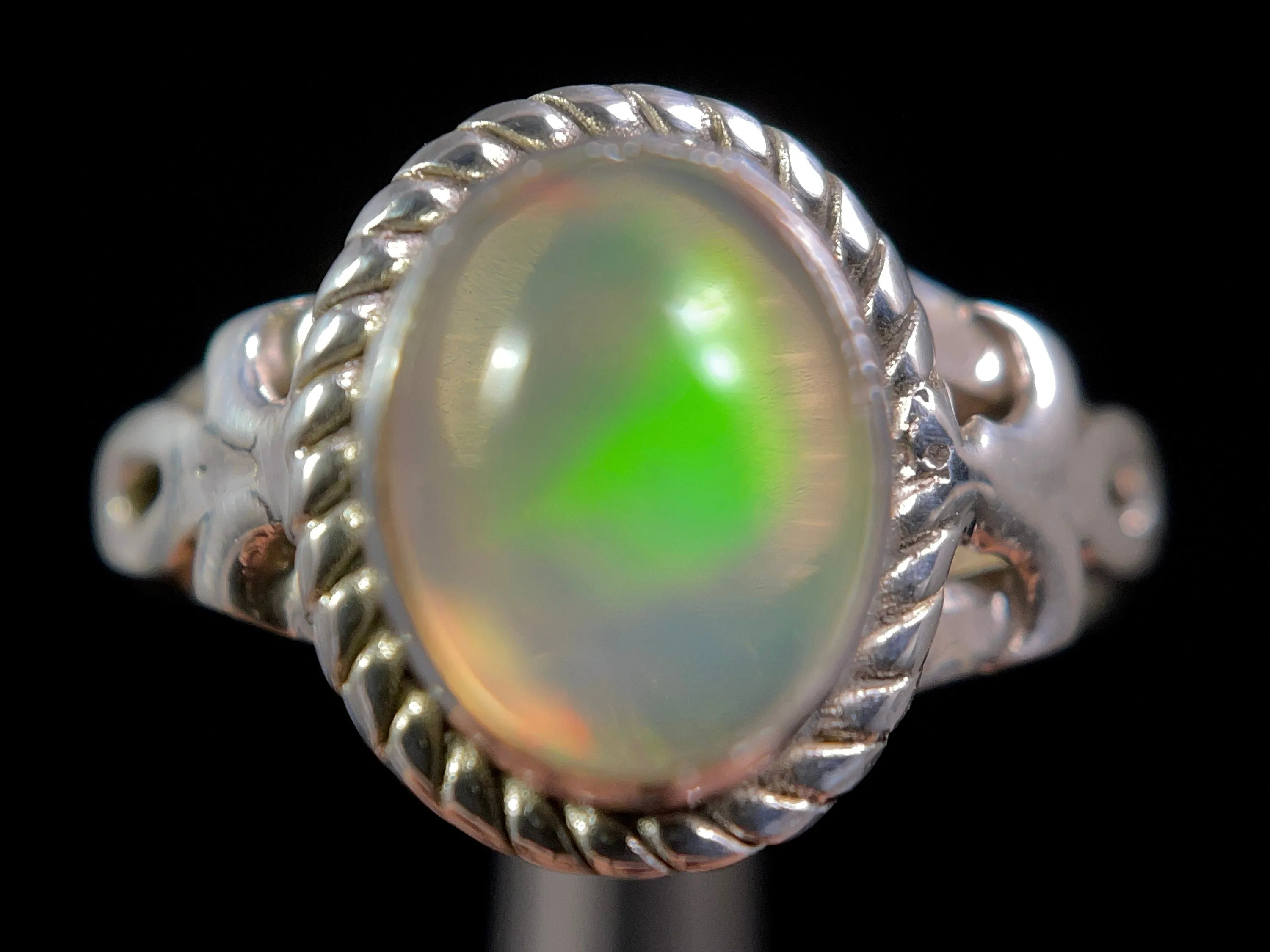 OPAL RING - Sterling Silver, Size 5 - Ethiopian Opal Rings for Women, Bridal Jewelry, Welo Opal, 49237