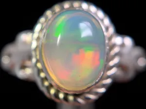 OPAL RING - Sterling Silver, Size 6 - Ethiopian Opal Rings for Women, Bridal Jewelry, Welo Opal, 49226