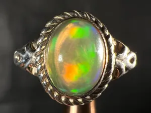 OPAL RING - Sterling Silver, Size 6 - Ethiopian Opal Rings for Women, Bridal Jewelry, Welo Opal, 51747