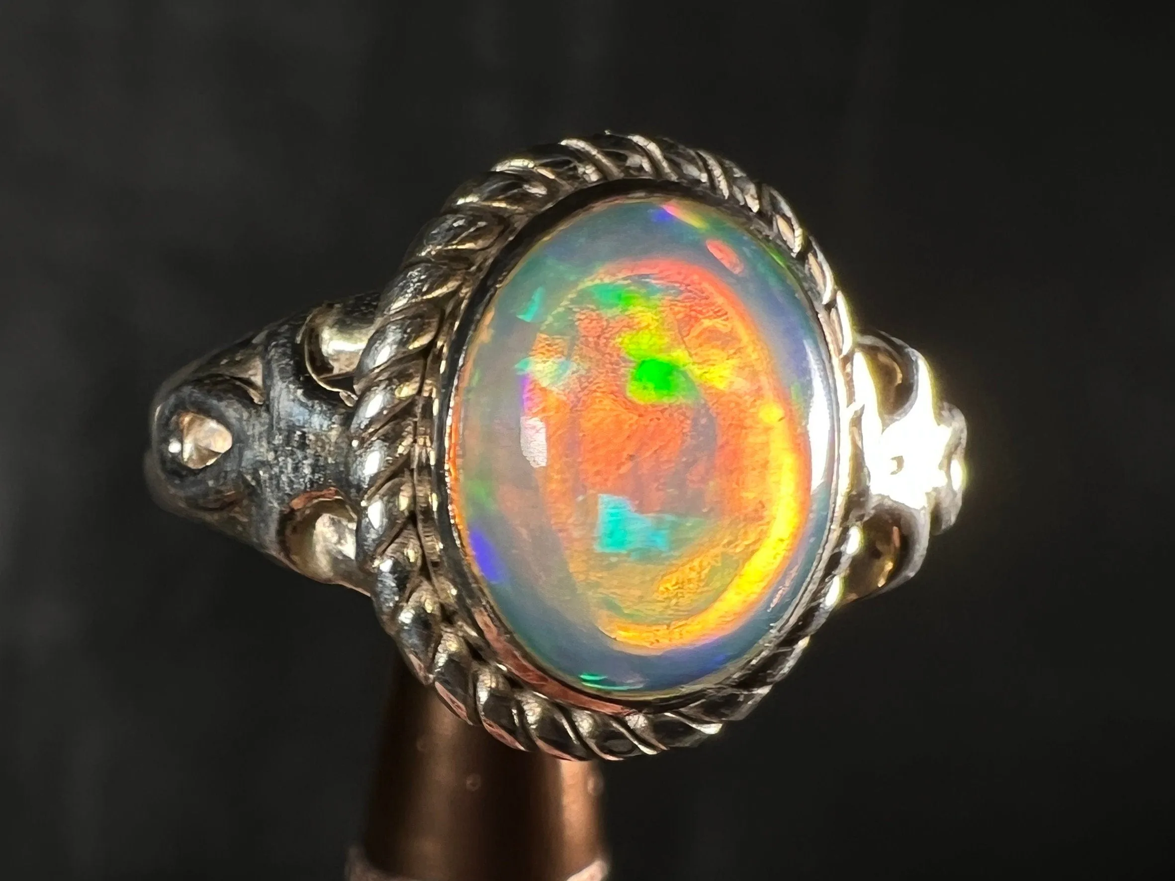 OPAL RING - Sterling Silver, Size 6.5 - Ethiopian Opal Rings for Women, Bridal Jewelry, Welo Opal, 51748