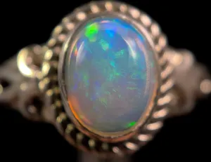 OPAL RING - Sterling Silver, Size 7.5 - Ethiopian Opal Rings for Women, Bridal Jewelry, Welo Opal, 49198