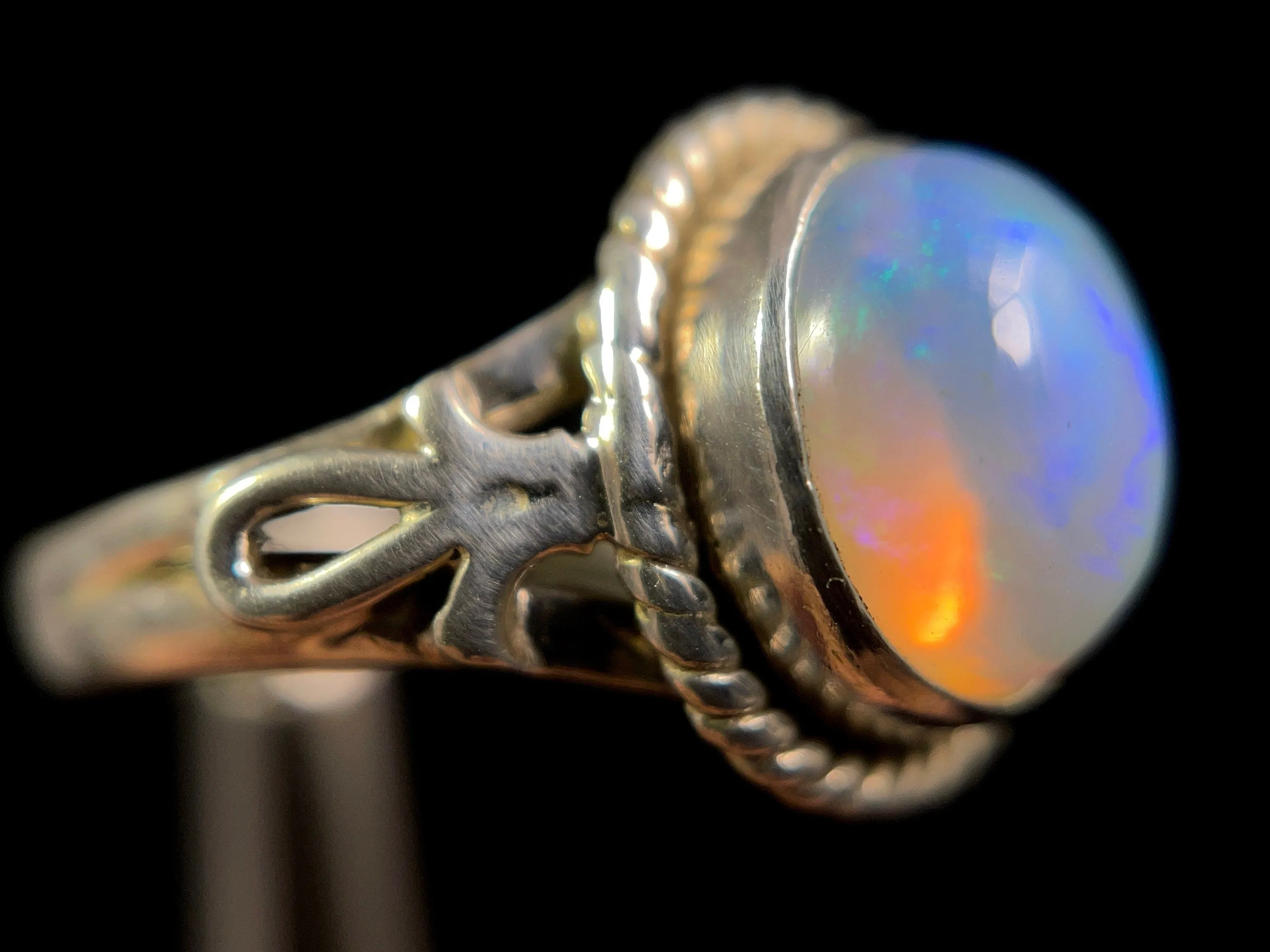 OPAL RING - Sterling Silver, Size 8 - Ethiopian Opal Rings for Women, Bridal Jewelry, Welo Opal, 49195