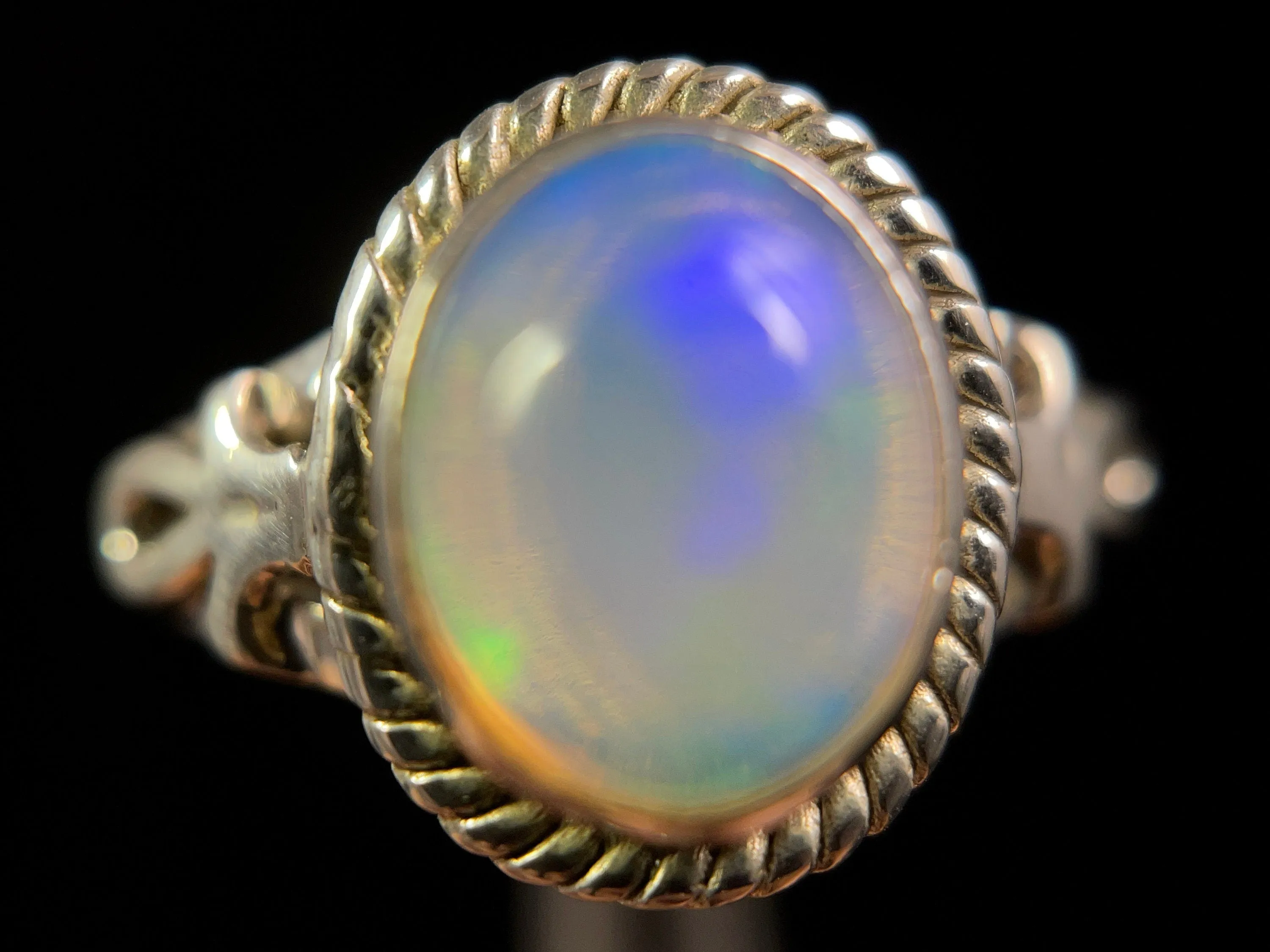 OPAL RING - Sterling Silver, Size 8 - Ethiopian Opal Rings for Women, Bridal Jewelry, Welo Opal, 49195