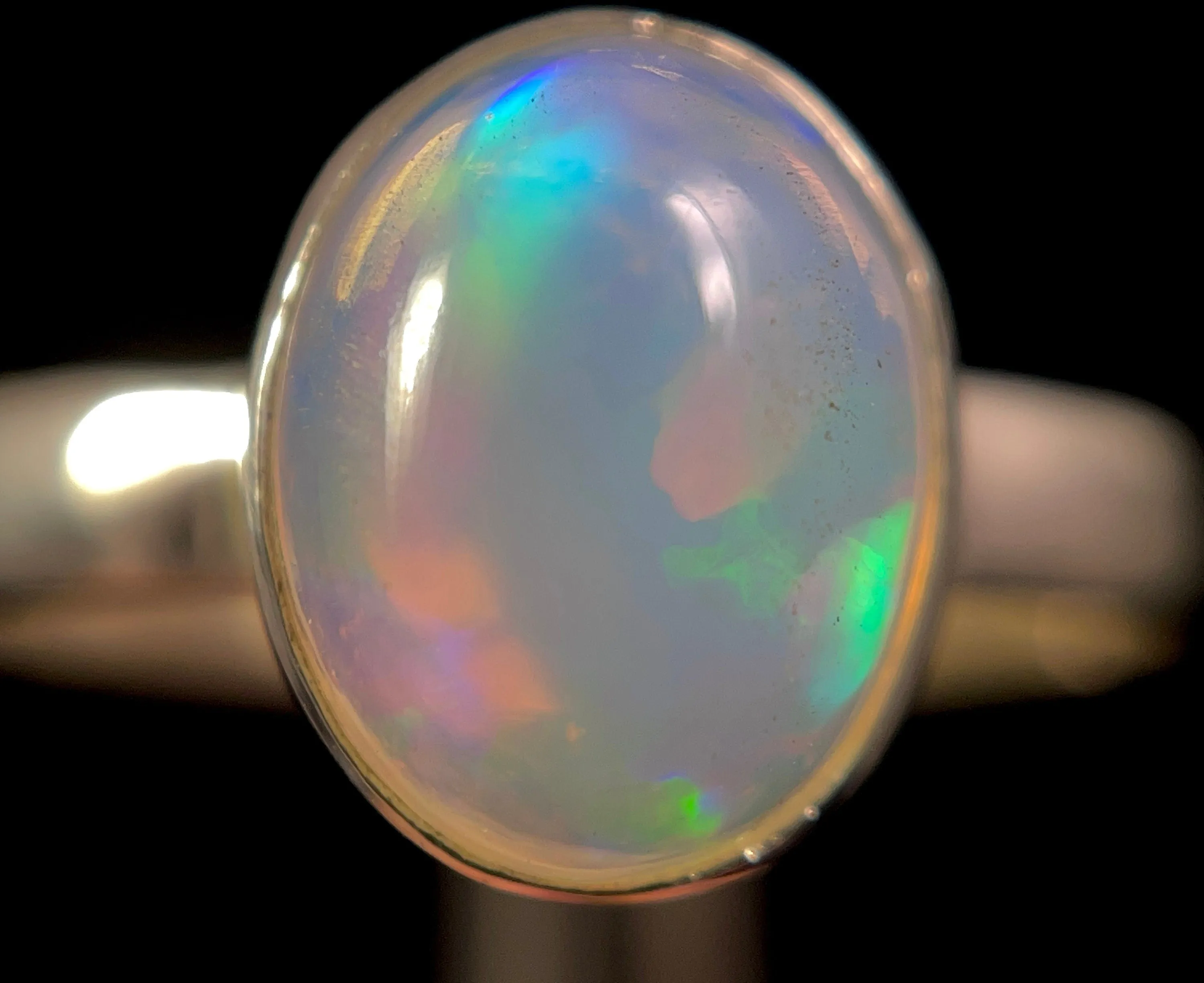 OPAL RING - Sterling Silver, Size 8.5 - Dainty Opal Ring, Opal Jewelry, Welo Opal, 49258