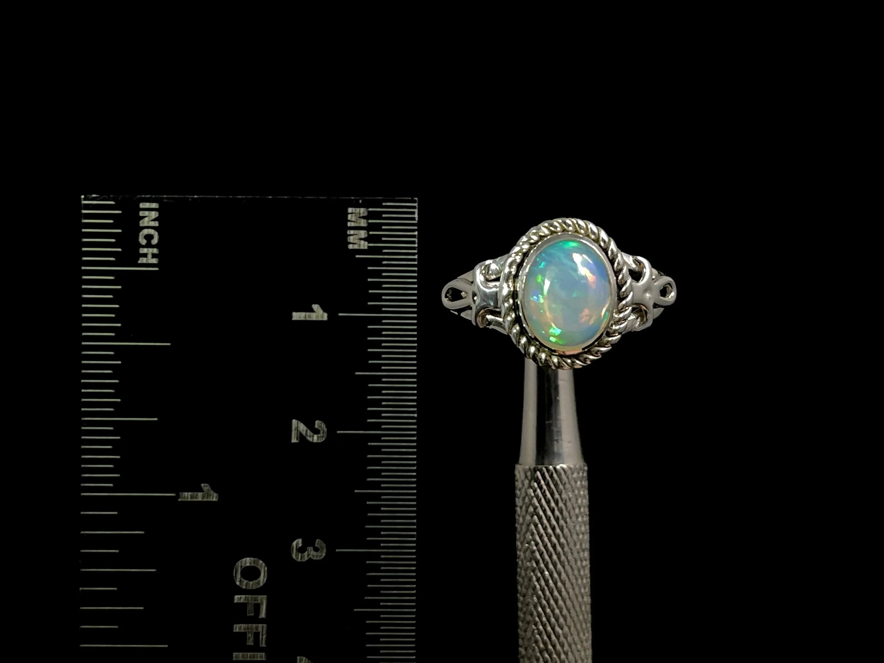 OPAL RING - Sterling Silver, Size 9.5 - Ethiopian Opal Rings for Women, Bridal Jewelry, Welo Opal, 49179