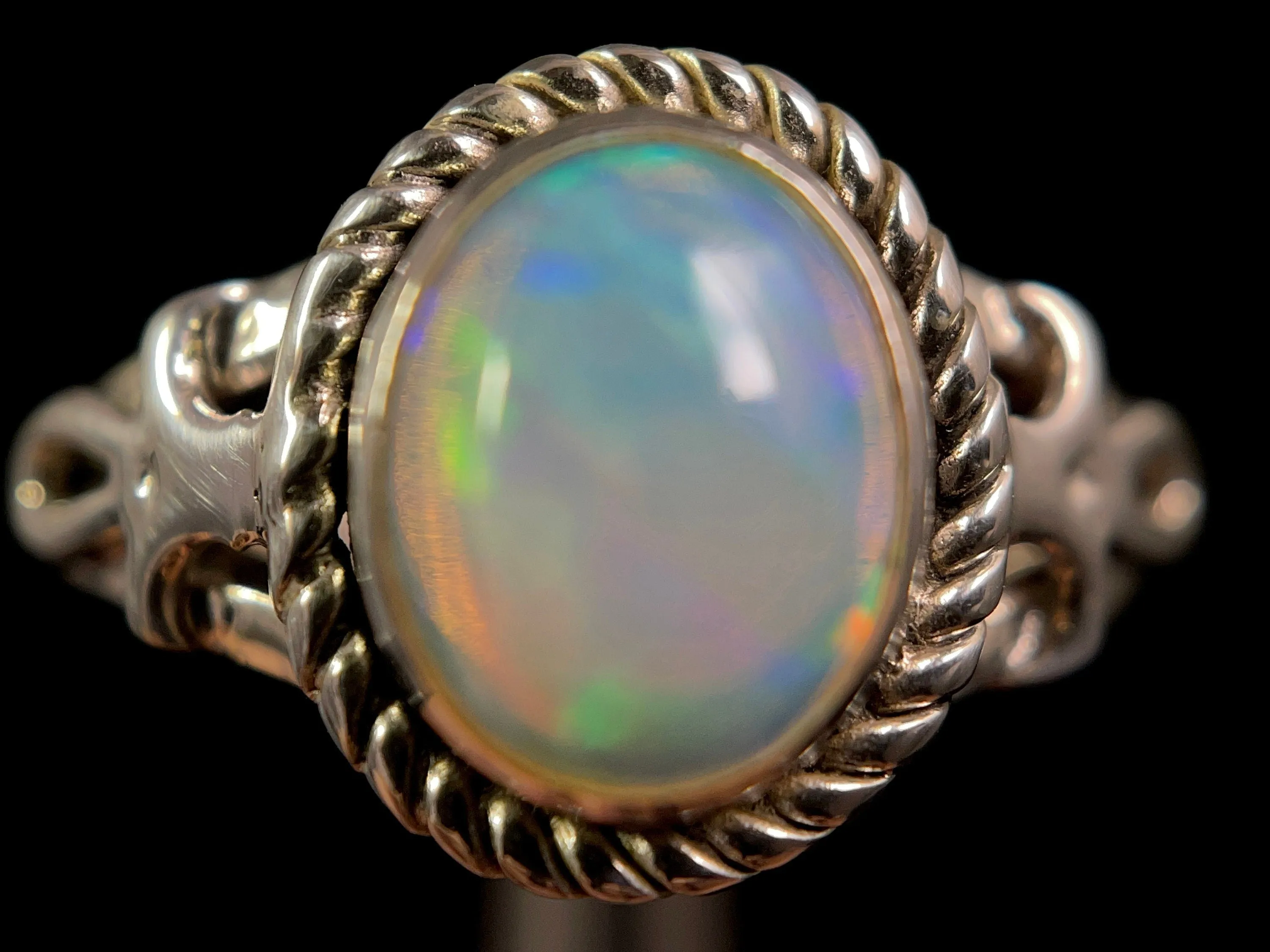 OPAL RING - Sterling Silver, Size 9.5 - Ethiopian Opal Rings for Women, Bridal Jewelry, Welo Opal, 49179