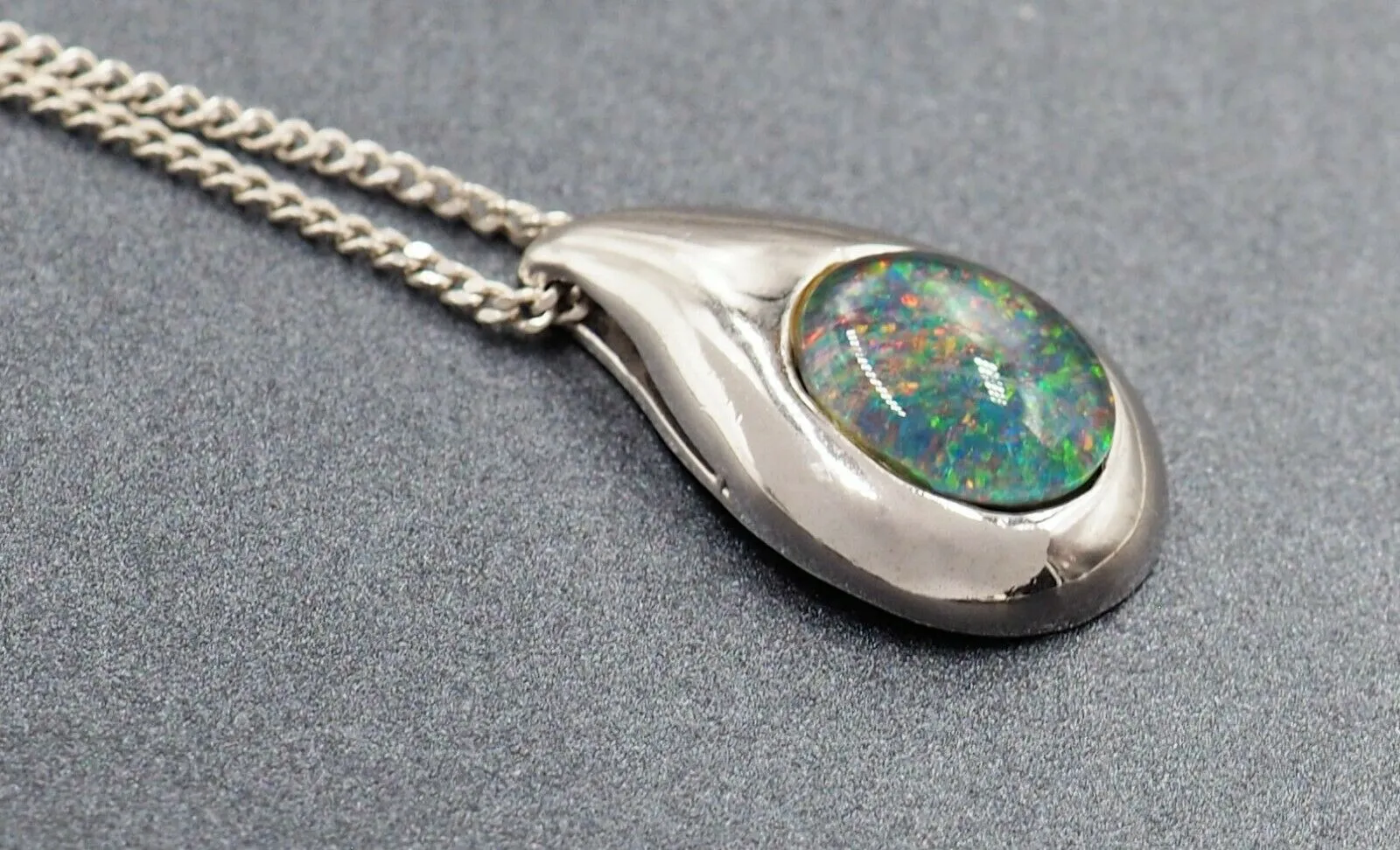 Opal Triplet Pendant with 925 Sterling Silver Framing & Chain Necklace