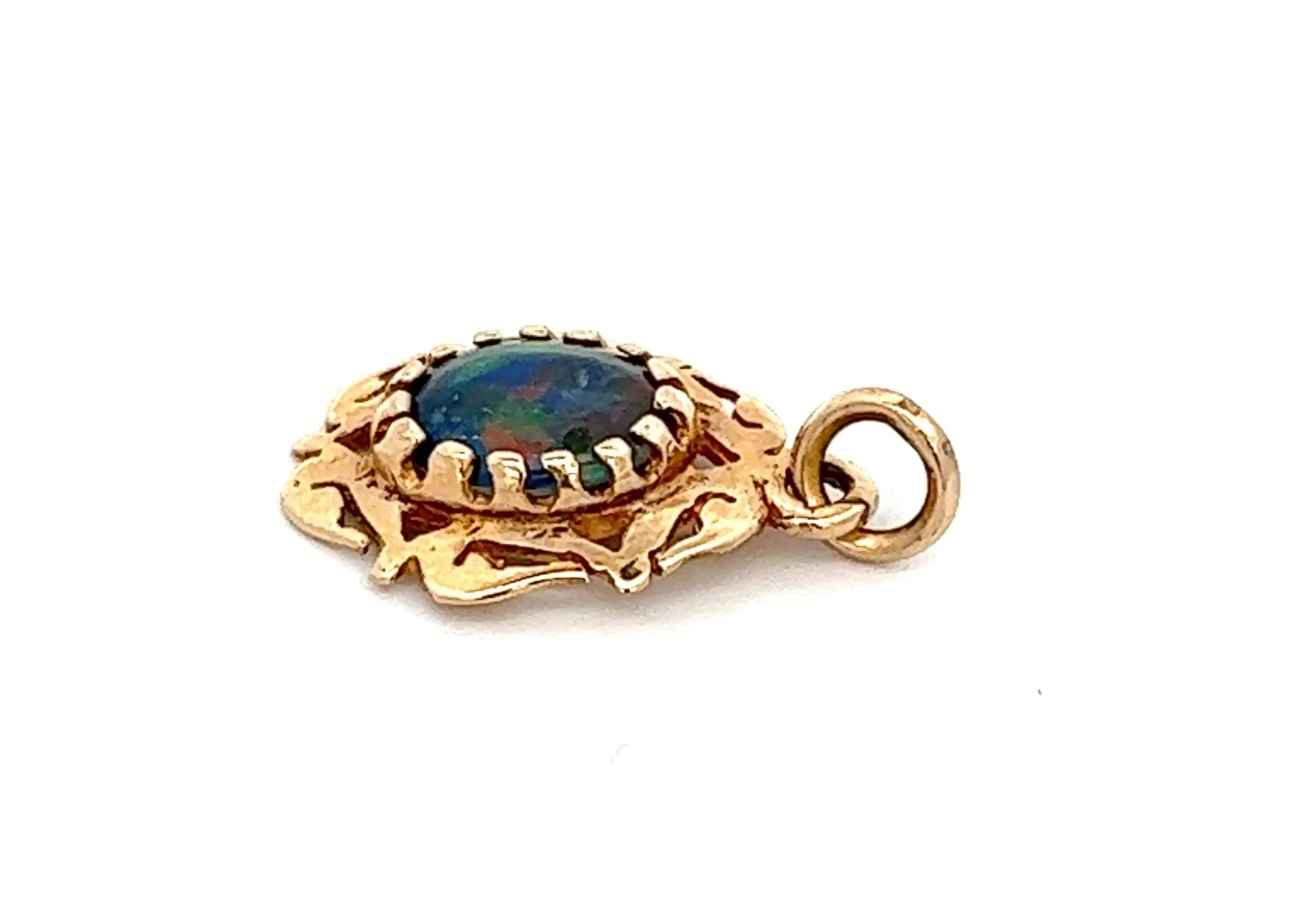 Opal Triplet Yellow Gold Pendant with Scroll Surround