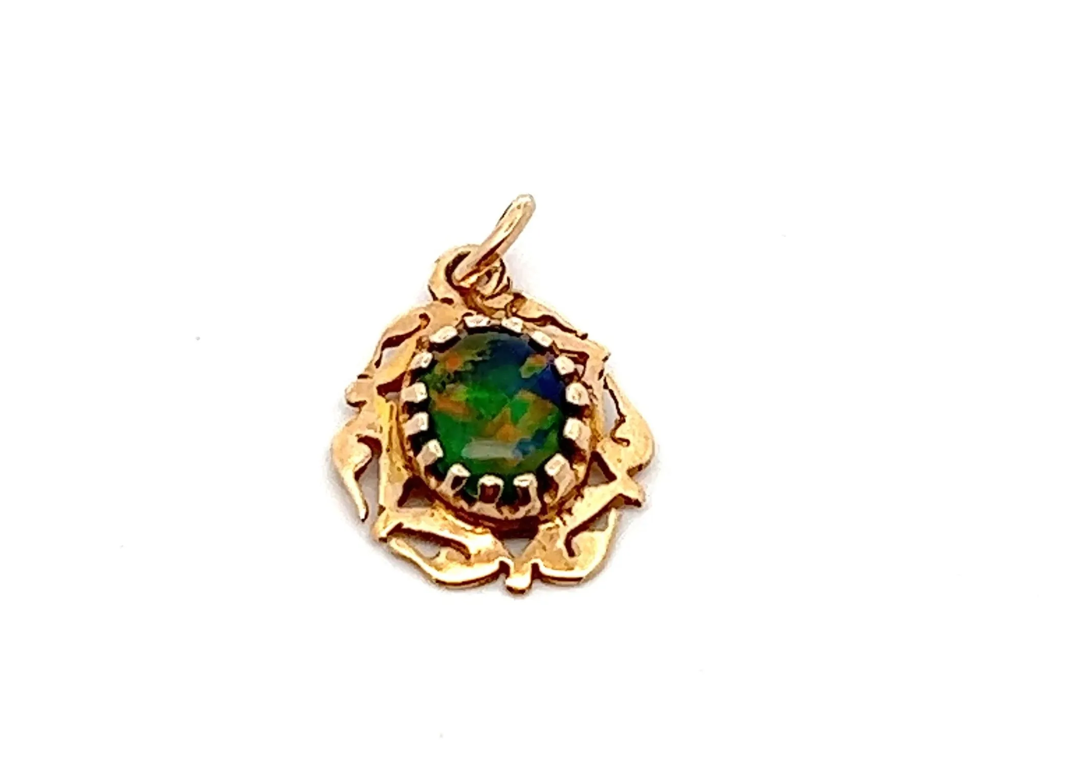 Opal Triplet Yellow Gold Pendant with Scroll Surround