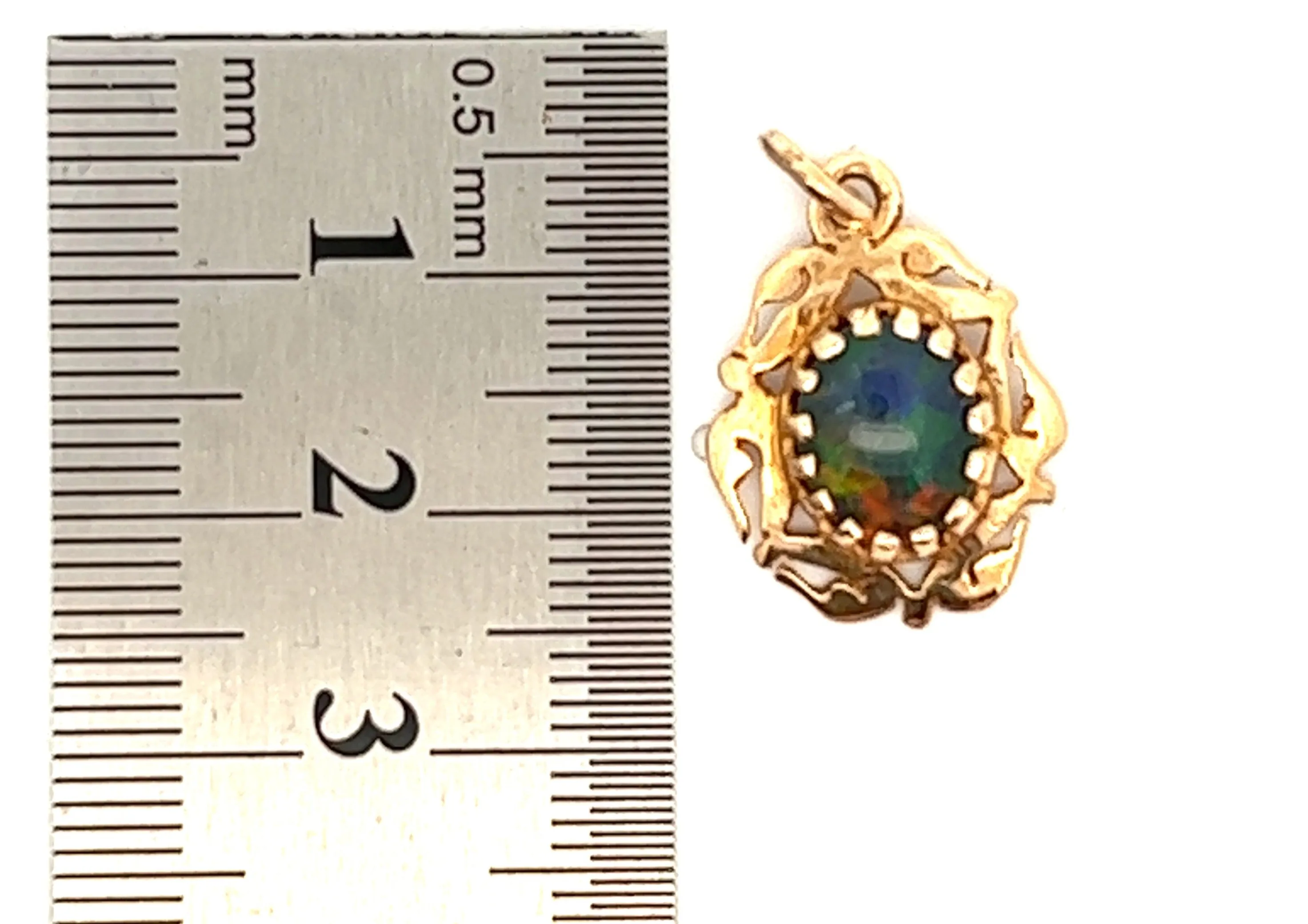 Opal Triplet Yellow Gold Pendant with Scroll Surround