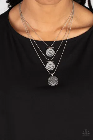 Open Door Jewelry - Dizzying Discs - Silver Necklace - Paparazzi Accessories