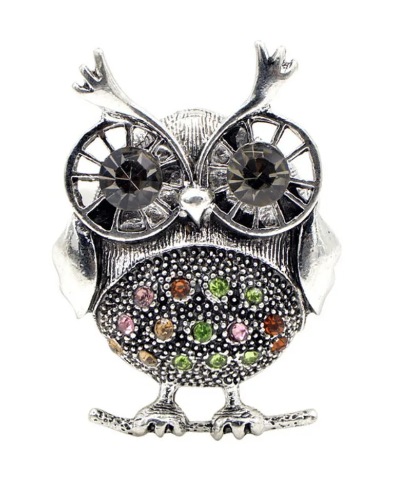 Owl brooch gold silver plated broach stunning diamonte celebrity queen pin u15