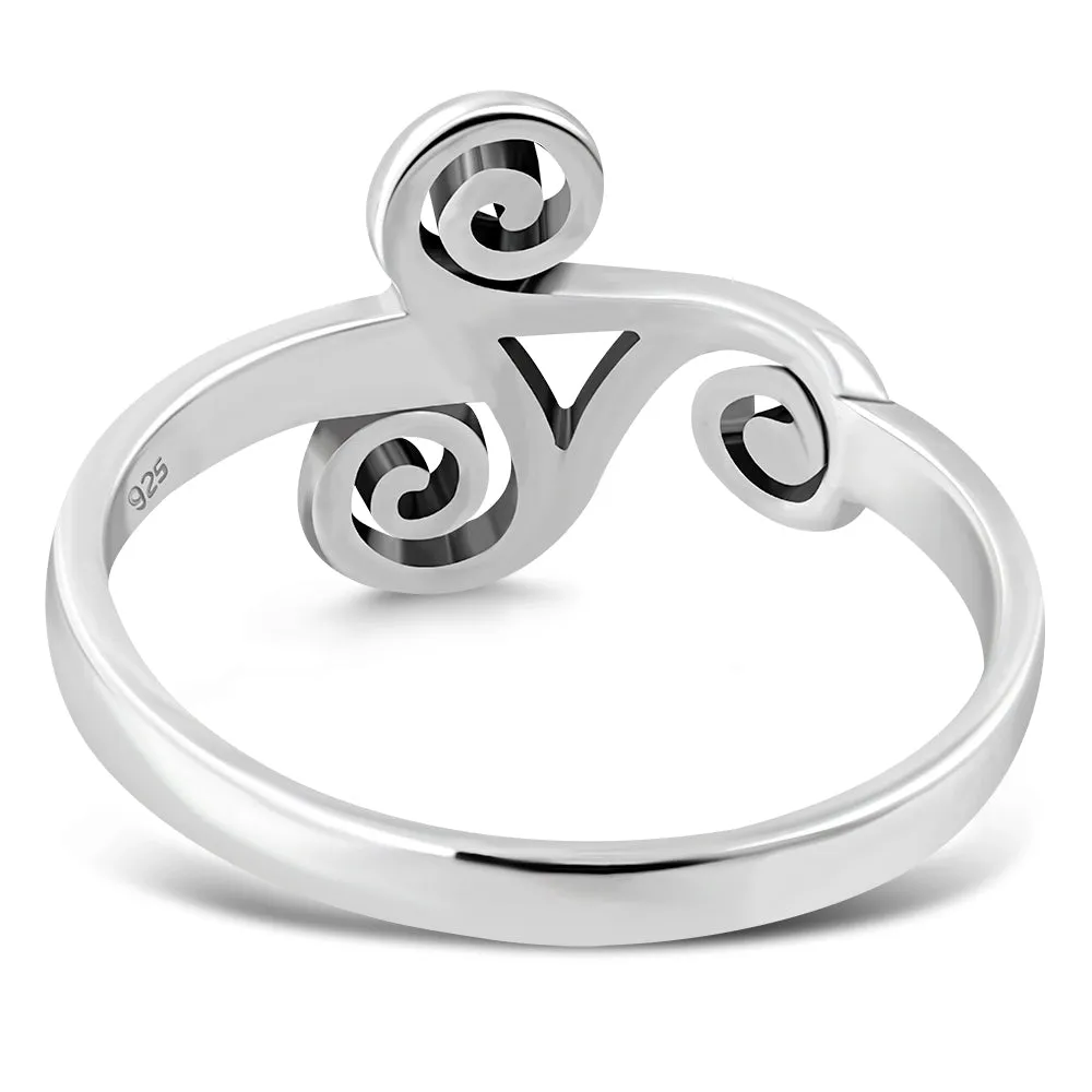 Plain Silver Celtic Triskele Triple Spiral Ring