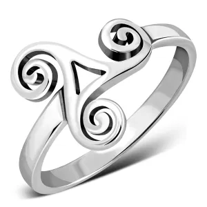 Plain Silver Celtic Triskele Triple Spiral Ring