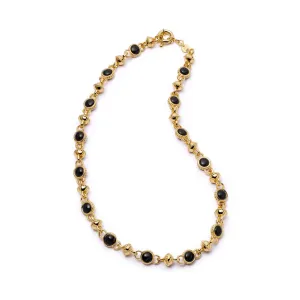 Polly Sayer Black Onyx Chain Necklace 18ct Gold Plate