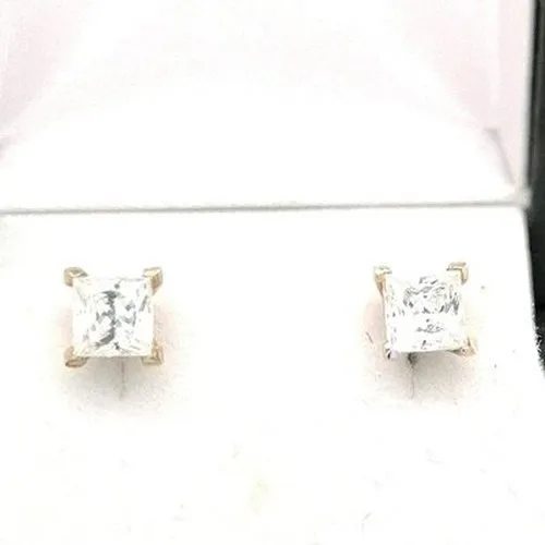 Princess Cut CZ 9ct Studs