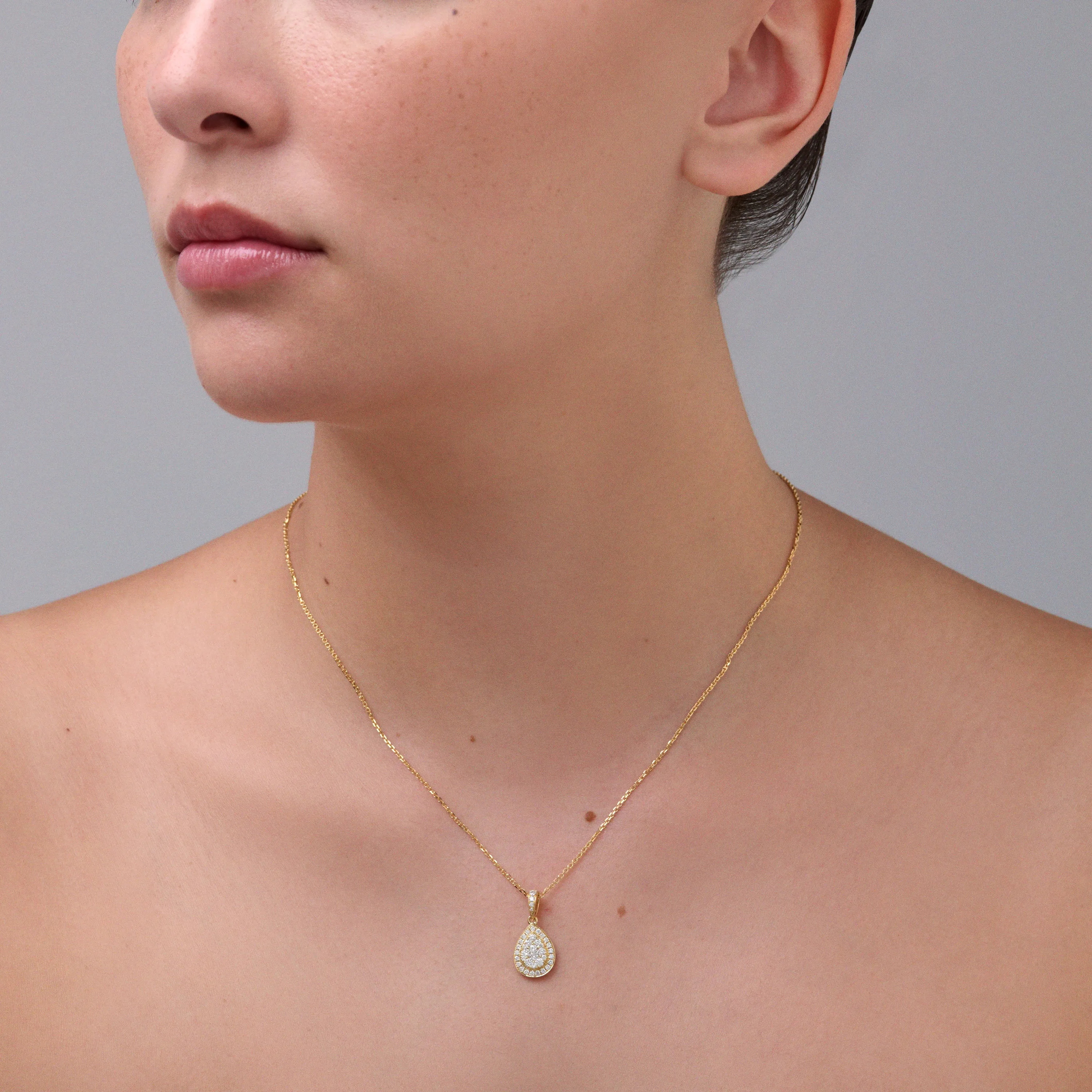 Promise Pear Shaped Diamond Pendant | Yellow Gold