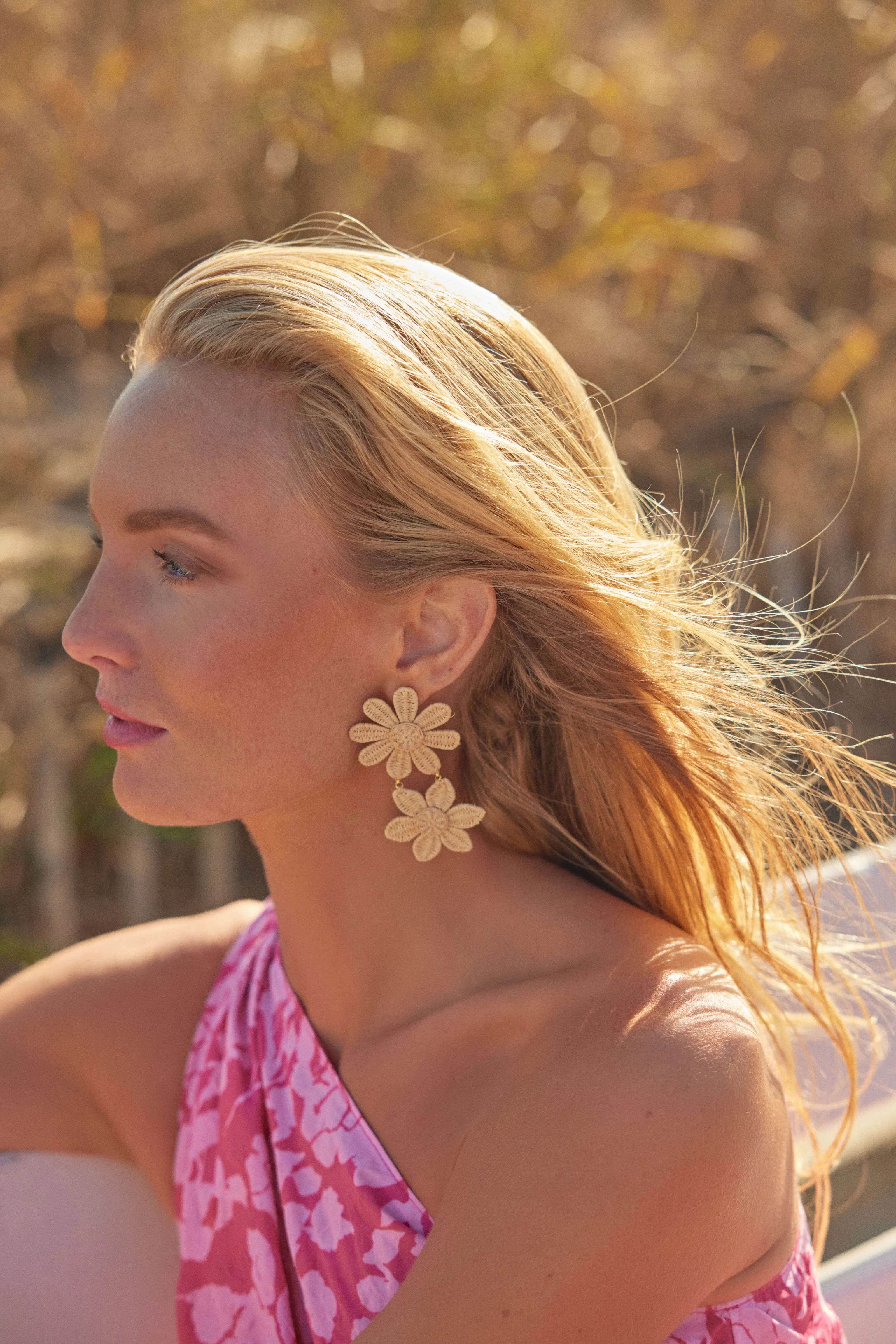 Raffia Double Flower Shannon Earrings