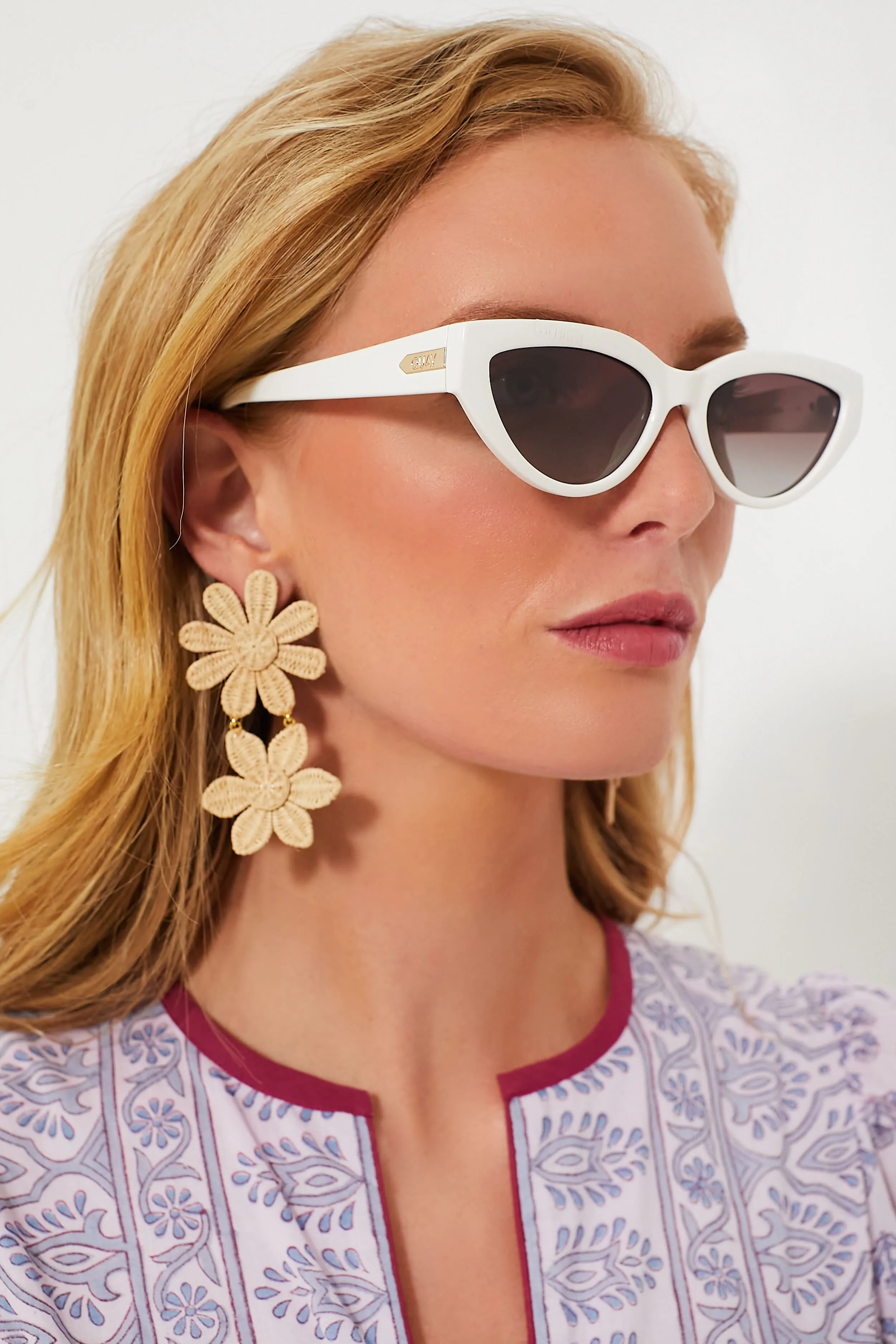 Raffia Double Flower Shannon Earrings