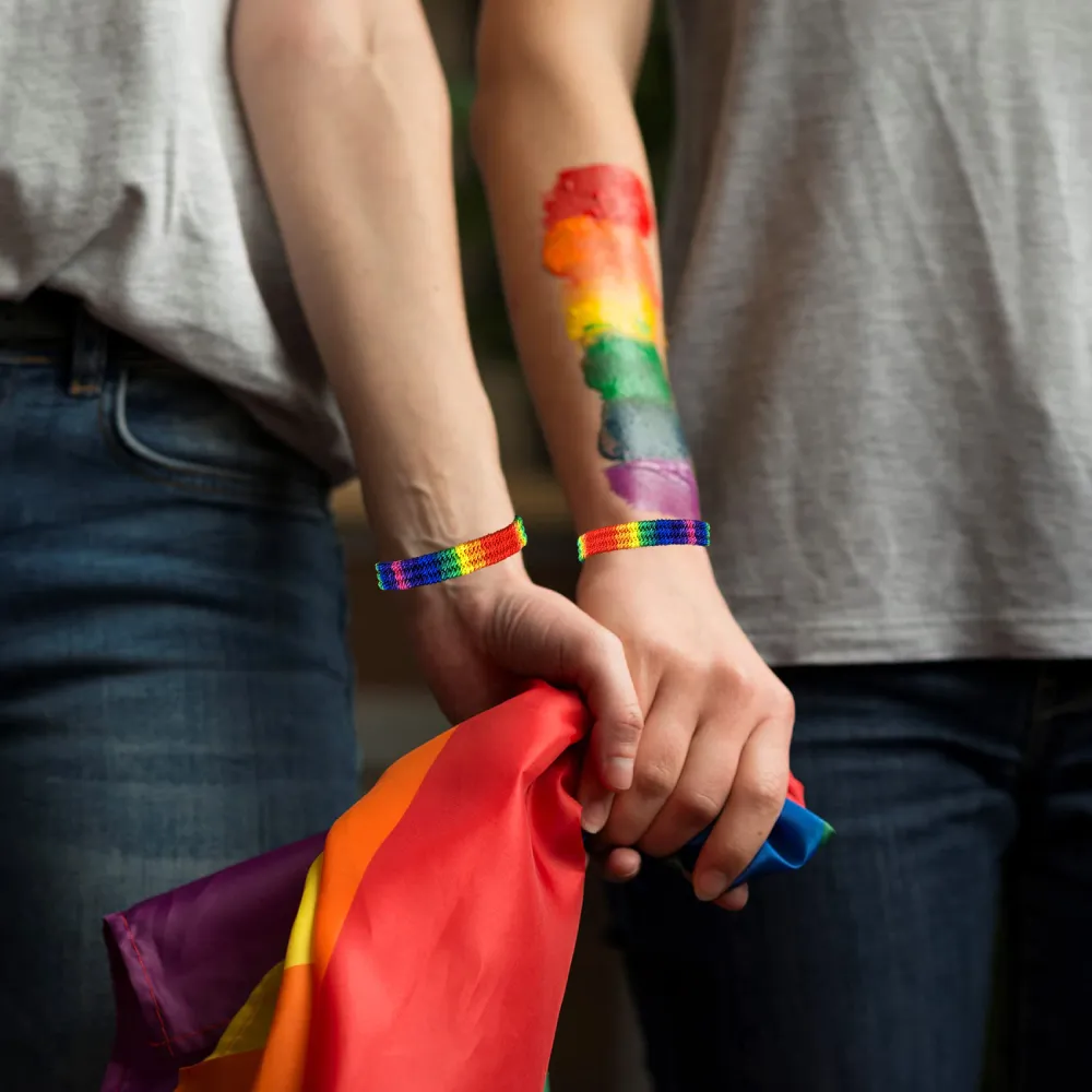 Rainbow LGBT Pride Bracelet Handmade for Lesbian Gay Bisexual Adjustable