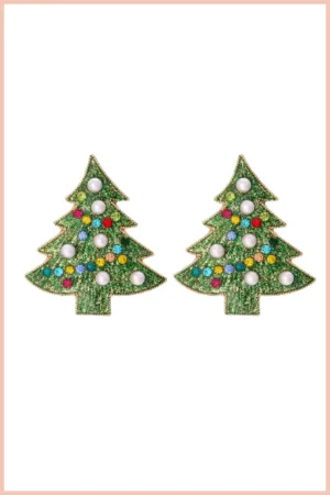 Rhinestone Christmas Tree Earrings