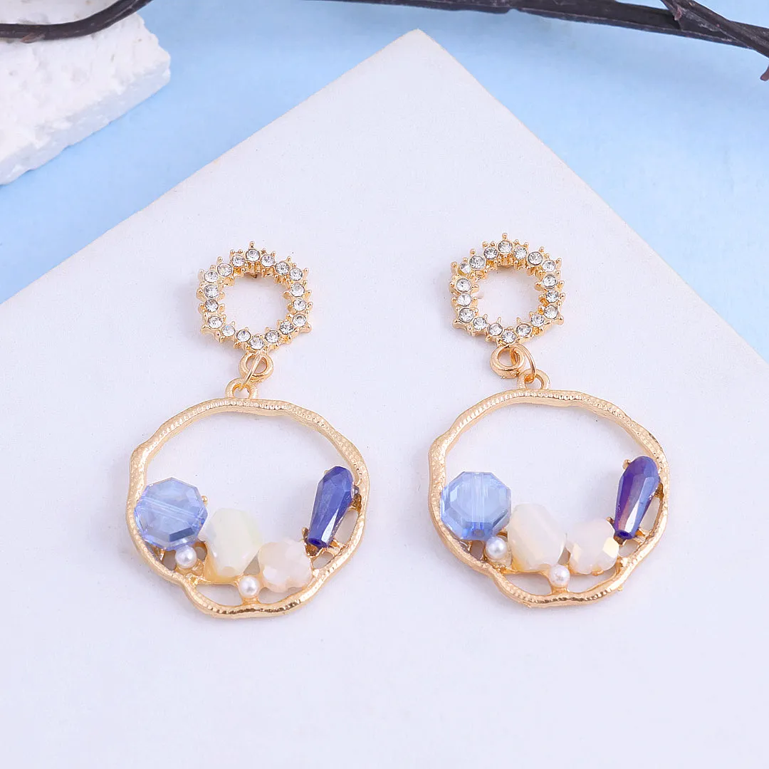 Rhinestone Round Drop Earrings