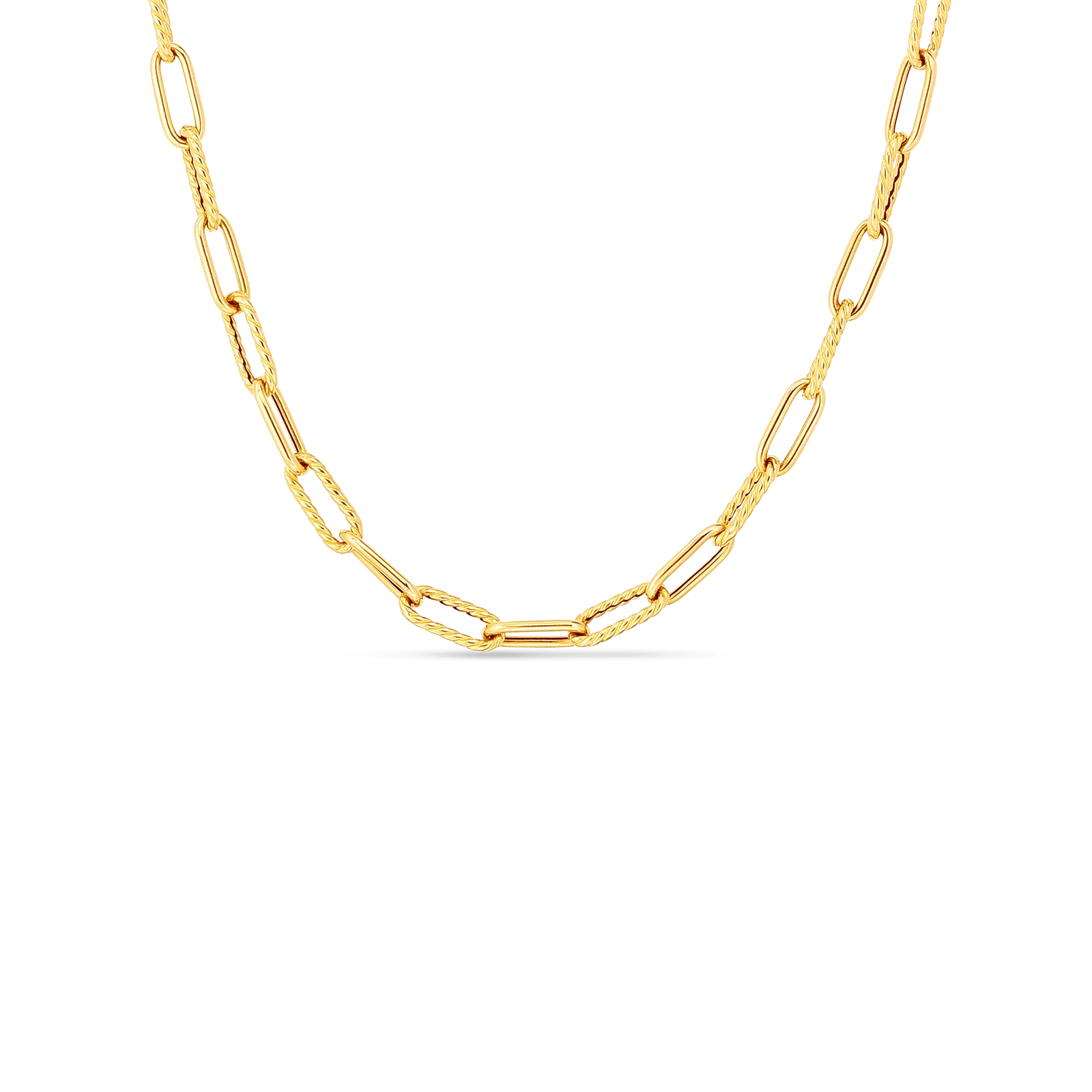 Roberto Coin Designer Gold 18k Yellow Gold 22" Alternating Paperclip Necklace