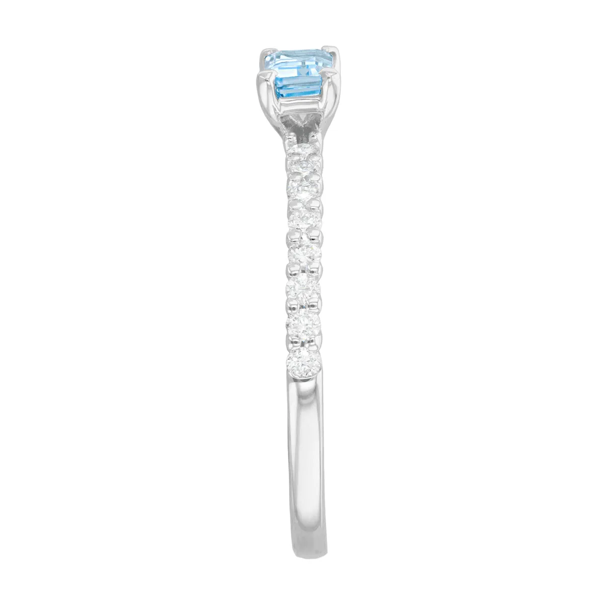 Rosa Mer Collection 0.27ct Octagon Aquamarine Ring With Diamond Shoulders | 9K White Gold