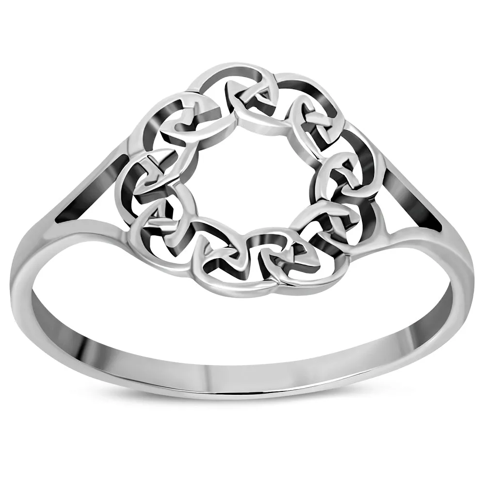 Round Celtic Knot Plain Silver Ring