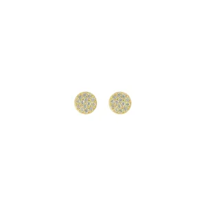 Round Pave Studs - 14K Gold