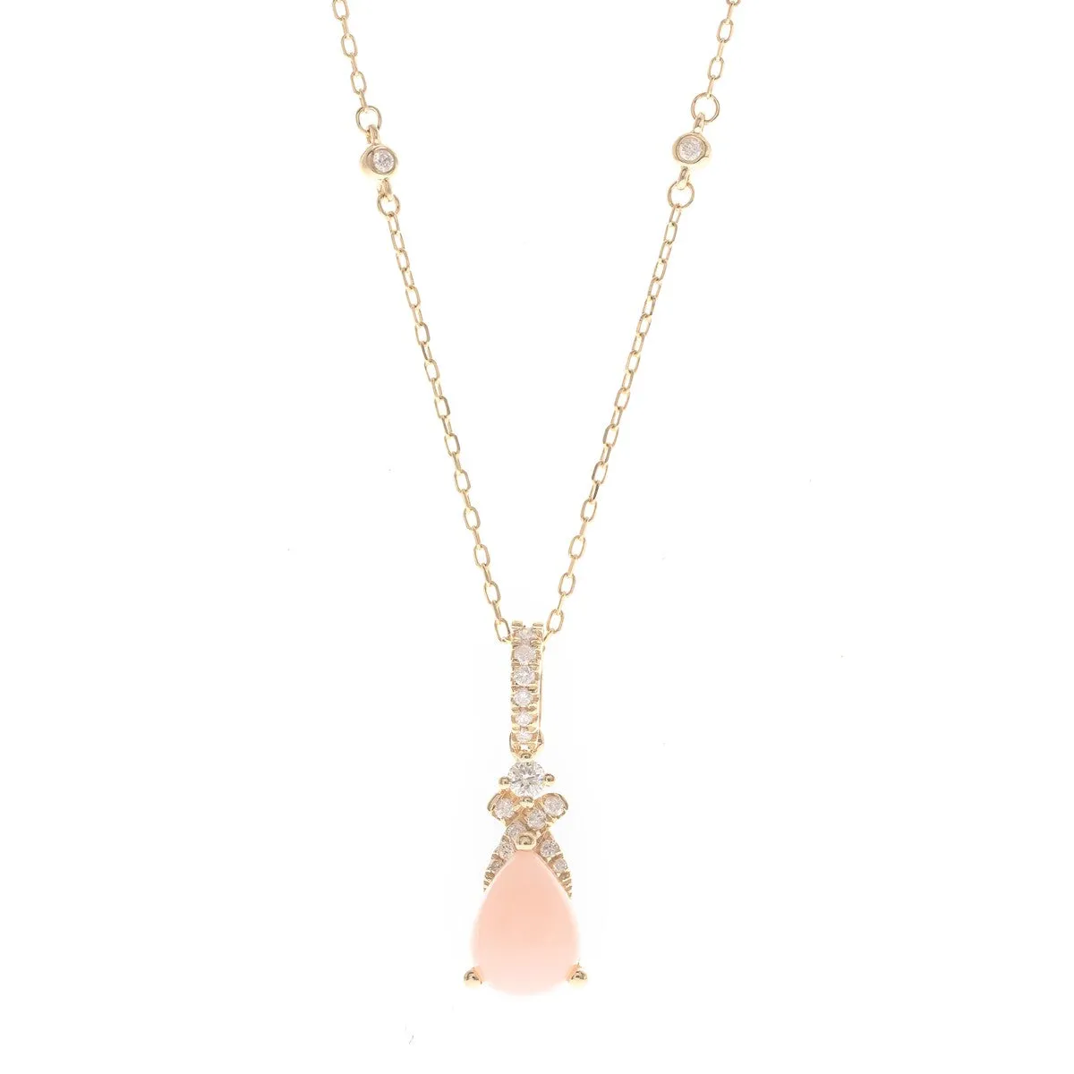 Rowan 14K Yellow Gold Pear-Cut Peruvian Pink Opal Pendant