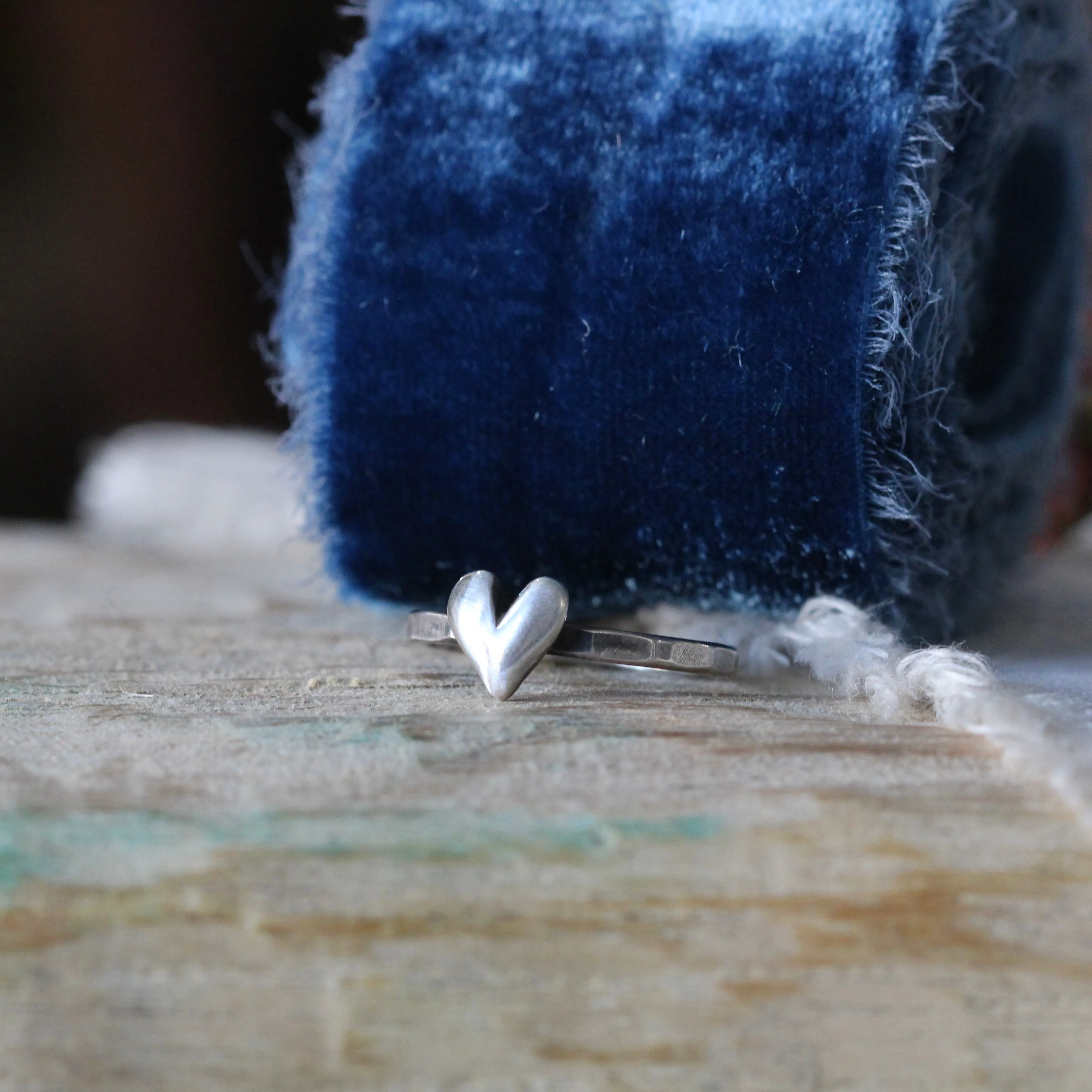 Sculpted Heart Fine Silver Stacking Ring