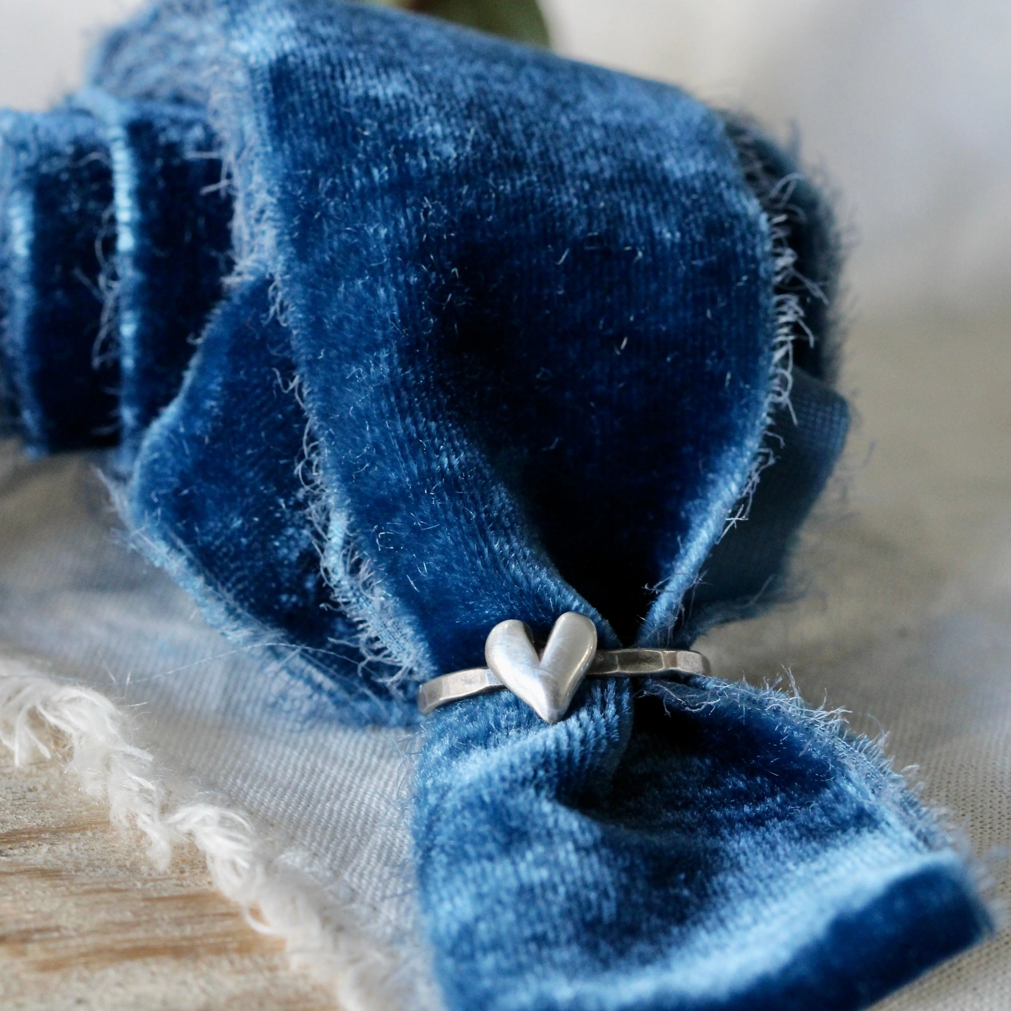 Sculpted Heart Fine Silver Stacking Ring