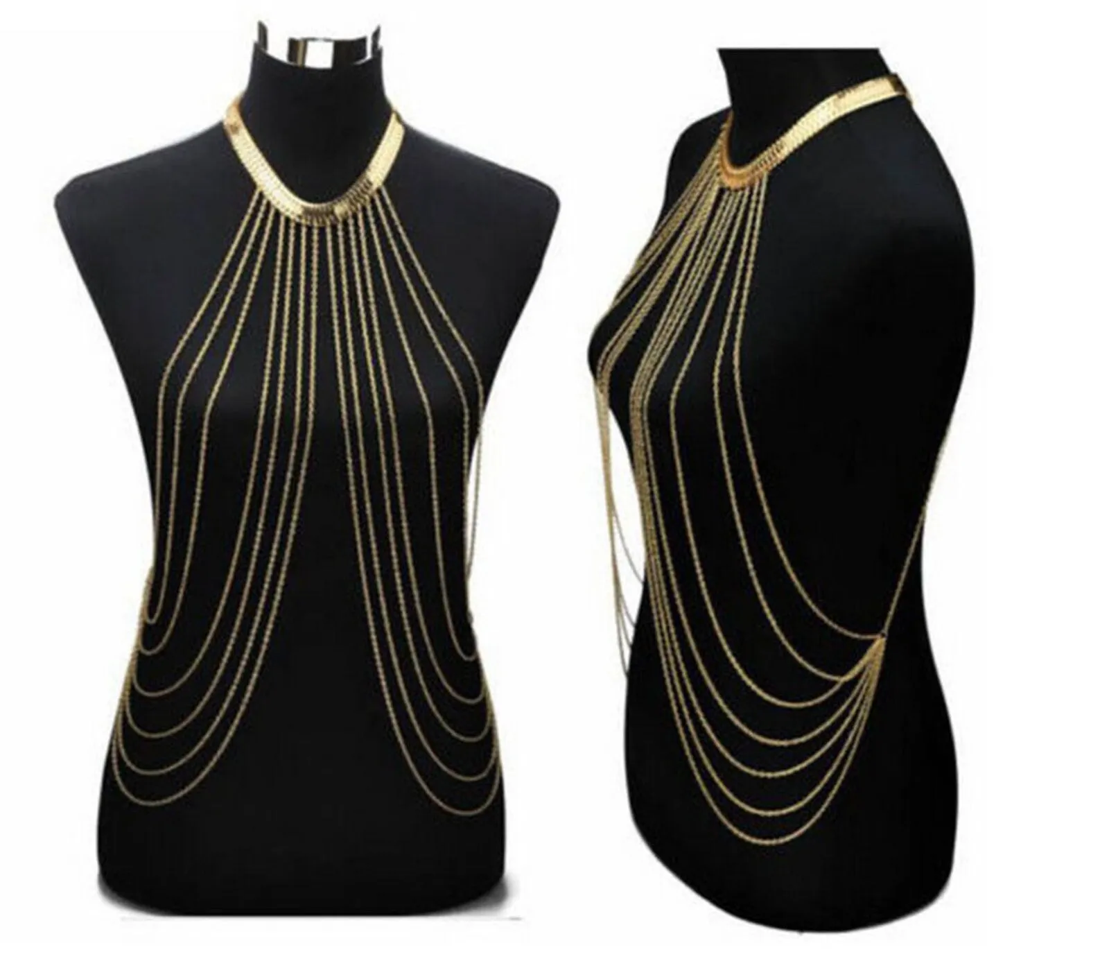 Sexy Tassel necklace gold plated celebrity snake kinky design vintage look ggg68