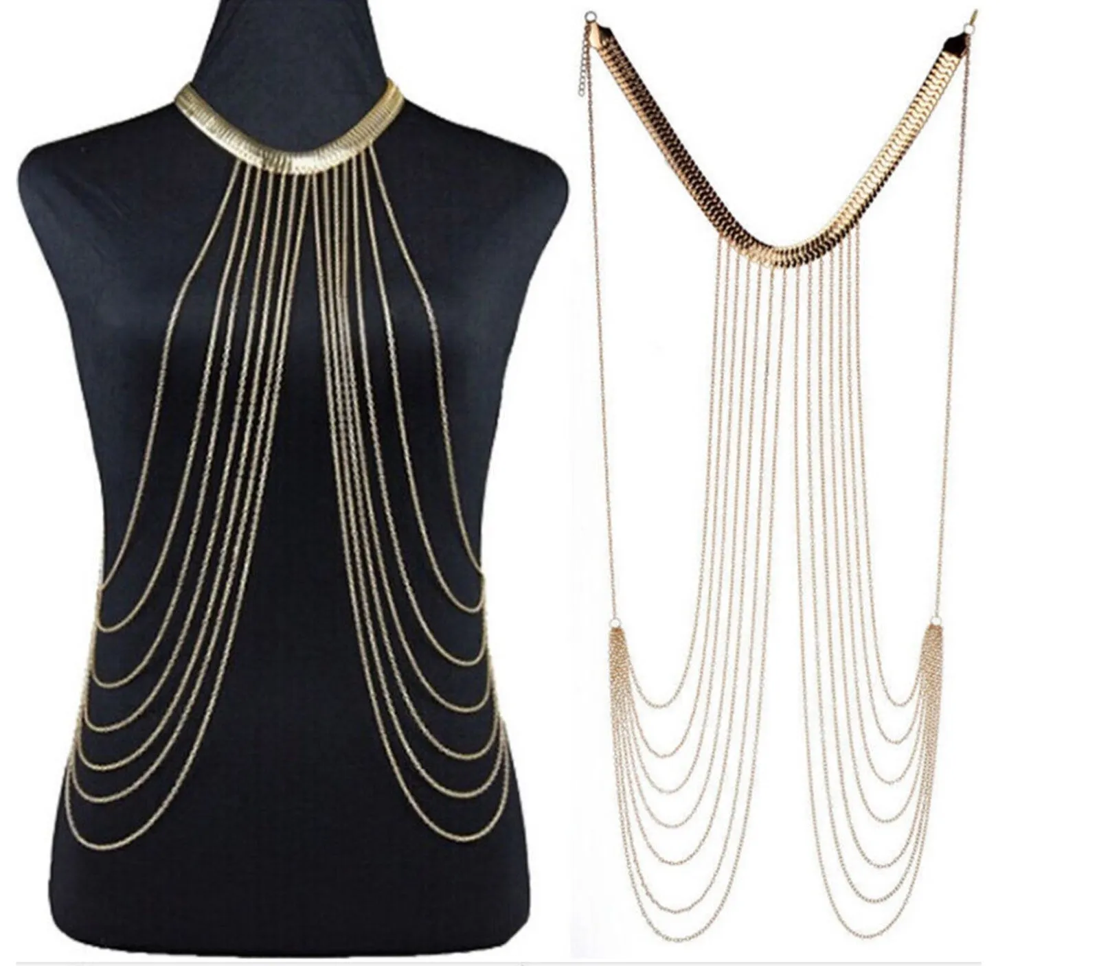 Sexy Tassel necklace gold plated celebrity snake kinky design vintage look ggg68