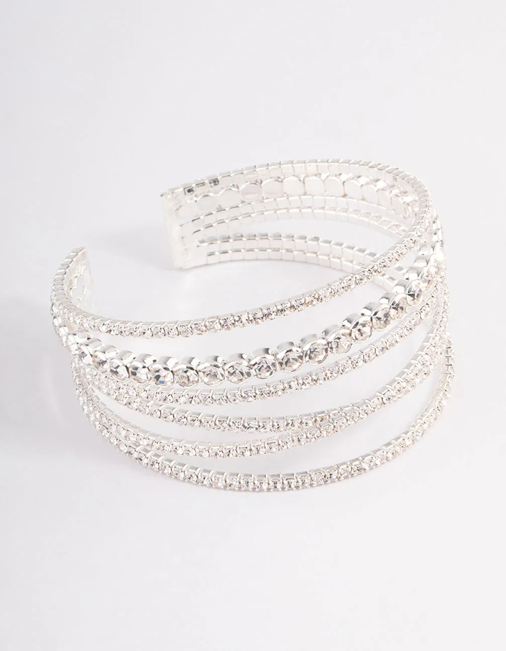 Silver Criss Cross Cupchain Cuff Bangle