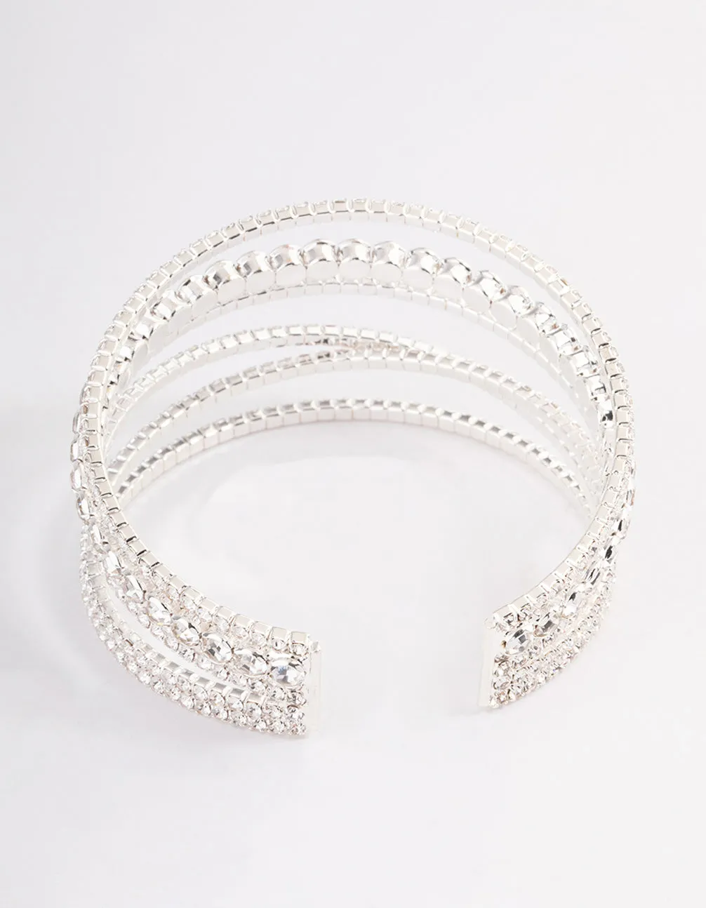 Silver Criss Cross Cupchain Cuff Bangle