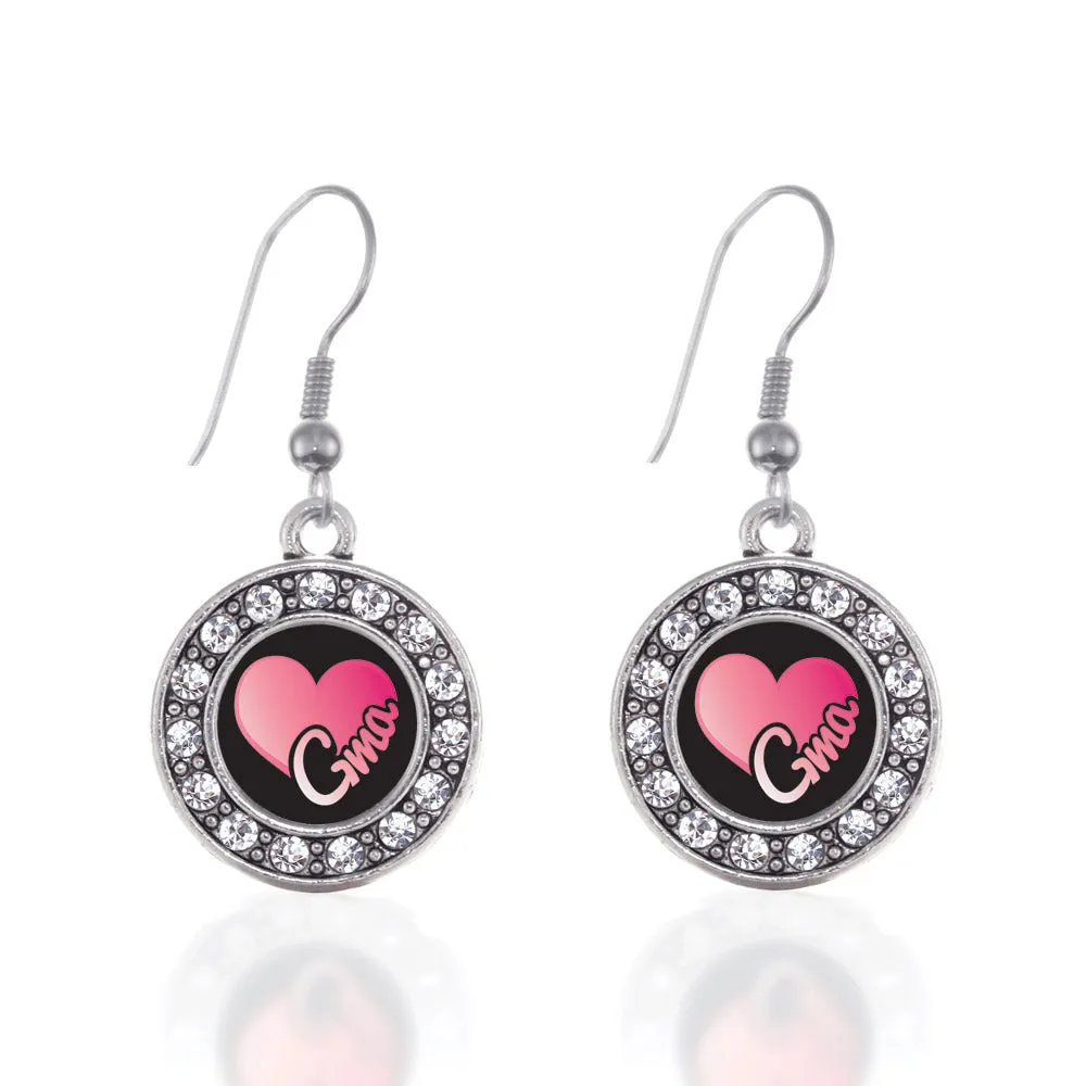 Silver Gma Circle Charm Dangle Earrings