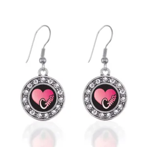 Silver Gma Circle Charm Dangle Earrings