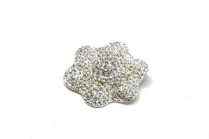 Silver Rhinestone Flower Brooch 2.50" - 1 Piece