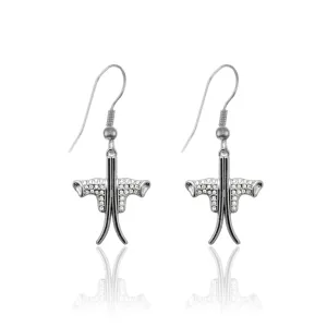 Silver Skiing Charm Dangle Earrings