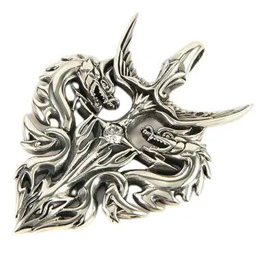 Silver Warrior Dragon Pendant