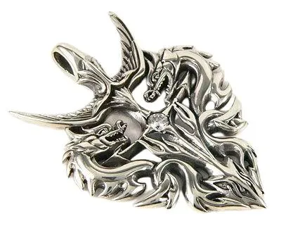 Silver Warrior Dragon Pendant