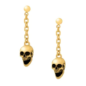 Skull Drop Earrings (Gold)