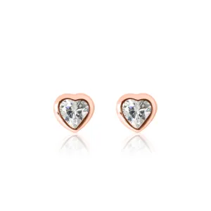 Sparkle Heart Earrings - Rose Gold